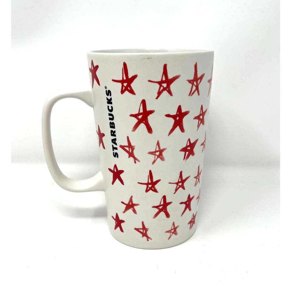 Starbucks Tall Red Star Black‎ Siren Mermaid Logo Coffee Cup Mug 16 oz 2014 - Picture 3 of 7